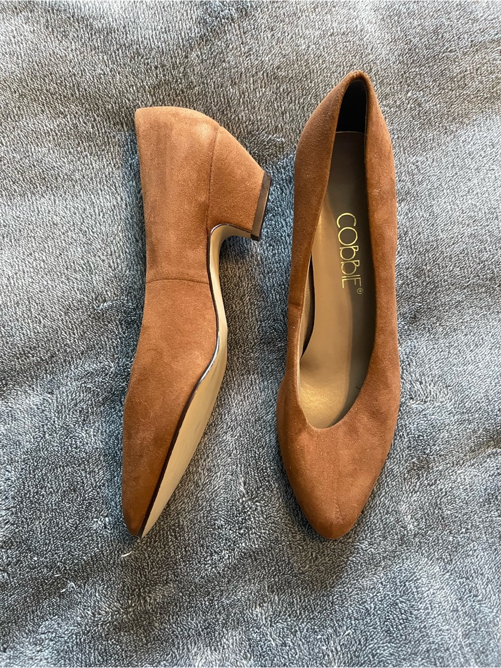 Cobbie Vintage Chestnut Brown Suede Low Block Heel Pumps for Women